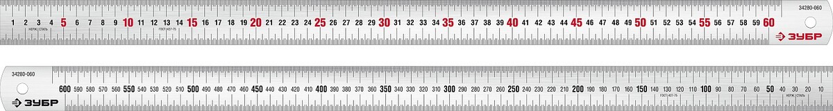 ЗУБР Про-60, длина 0.60 м, усиленная нержавеющая линейка, Профессионал (34280-060) — Фото 1