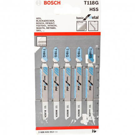 Набор пилок для лобзика по металлу Bosch T118G 92мм 5шт (012)