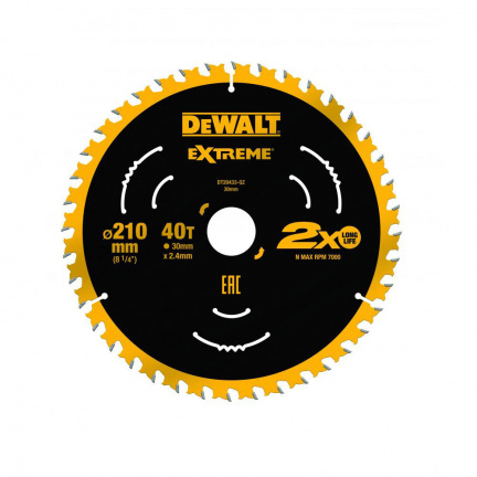 Диск пильный по дереву DeWalt EXTREME DT20433 210х30мм 40Т