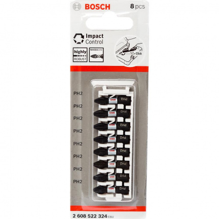 Набор бит Bosch PH2х25мм ударные 8шт (324)