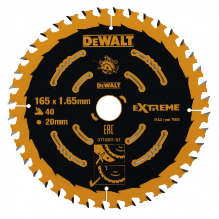 Диск пильный по дереву DeWalt CONSTRUCTION DT10301 165х20мм 40T