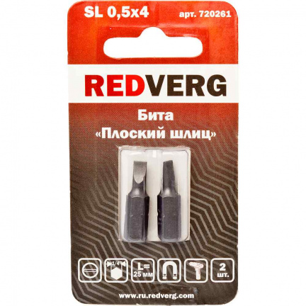 Бита REDVERG SL0.5х4х25мм 2шт (720261)